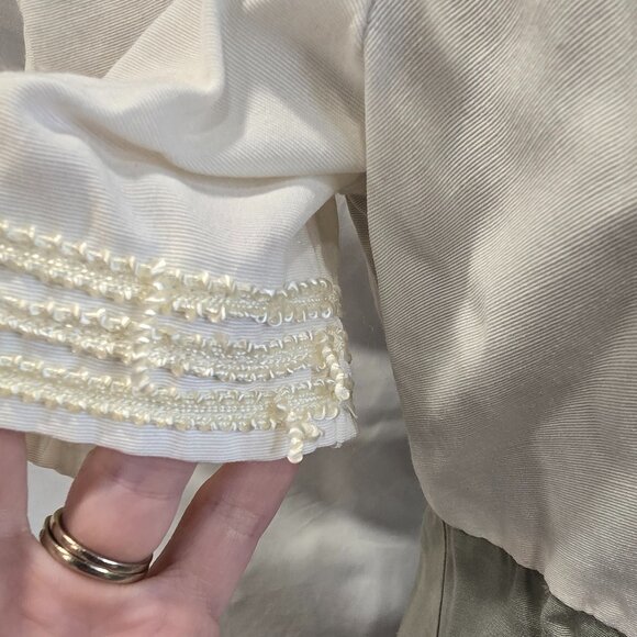 Vintage M.H.M Melissa Harper Dress Size Medium Green & Ivory Rayon & Poly - Picture 8 of 16